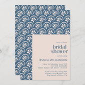 スチモダンカンジナビアブルーフローラブライダルシャワー 招待状 (正面/裏面)