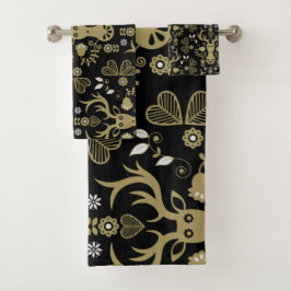 スチモダンカンジナビア金ゴールド鹿 バスタオルセット