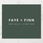 スチモダンンチ |フォレストグリーンミニマル結婚ズ スパークリングワインラベル (シングルラベル)