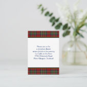 スチュアート王室のタータンチェックウェディングレセプションカード エンクロージャーカード (スタンド正面)