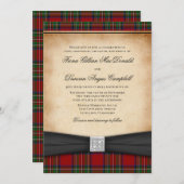 スチュアート王室のタータンチェック結婚式招待状 招待状 (正面/裏面)