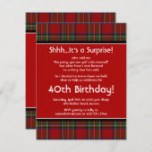 スチュアート王室のタータンチェック40th誕生日パーティの招待状 招待状 (正面/裏面)