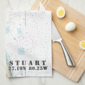 スチュアート航海のフロリダ図緯度(経度) キッチンタオル (四つ折り)