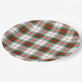 スチュアート/スチュワートタータンチェックホワイトレッドグリーンプレイド ペーパープレート (アングル)