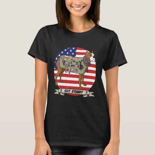 スチュビー・アメリカ軍軍曹の戦争犬 Tシャツ (正面)