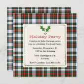スチュワスタイリッシュートドレスタータンチェックカスタムホリデーパーティ 招待状 (正面/裏面)