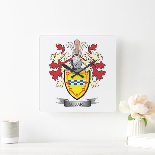 スチュワートの家紋の紋章付き外衣 スクエア壁時計 (ホーム)