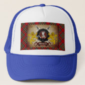 スチュワートスコットランドタータンチェック&バッジトラッカーハット キャップ (正面)