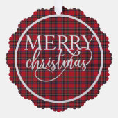 スチュワートスコティ王室のッシュタータンチェッククリスマス オーナメントカード (正面)