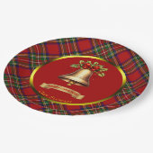 スチュワートタータンチェックパーソナライズされたクリスマス ペーパープレート (アングル)