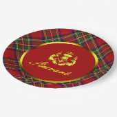 スチュワートタータンチェック&金ゴールドクラウンティスル ペーパープレート (アングル)