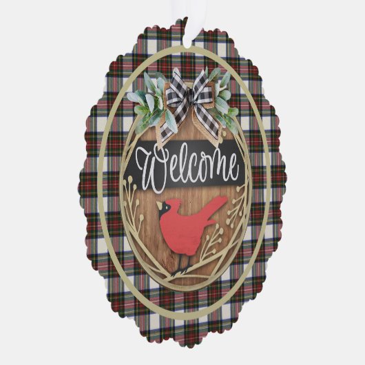 スチュワートドレススコティモダンッシュタータンチェッククリスマス オーナメントカード (右)