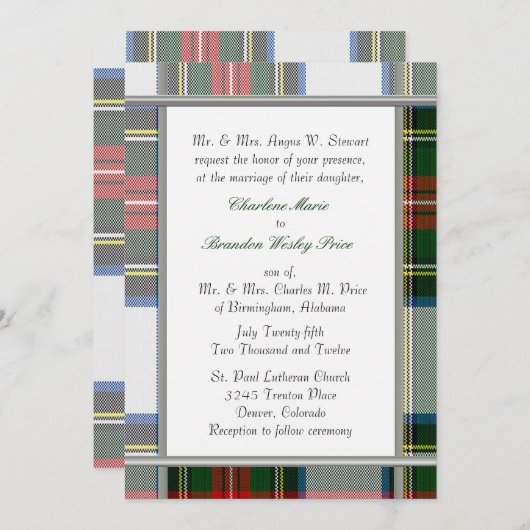 スチュワートドレスタータンチェックプレイド結婚式招待状 招待状 (正面/裏面)
