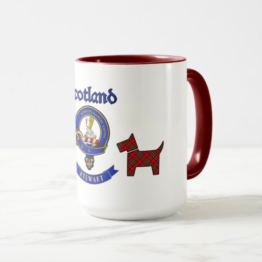 スチュワートバッジ&タータンチェックスコッチドッグパーソナライズされた マグカップ (正面右)