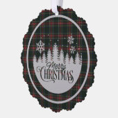 スチュワートブラックスコティモダンッシュタータンチェッククリスマス オーナメントカード (左)