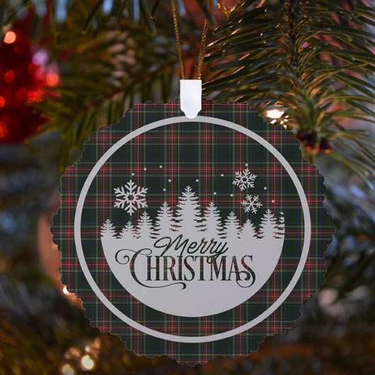 スチュワートブラックスコティモダンッシュタータンチェッククリスマス オーナメントカード