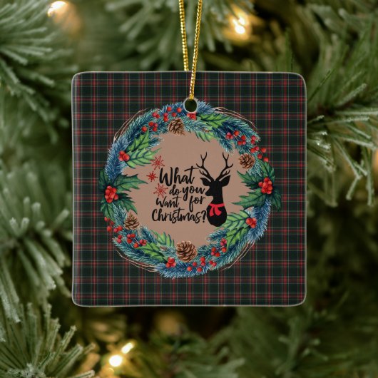 スチュワートブラックモダンオリジナルスコットランドタータンチェック セラミックオーナメント (ツリー)