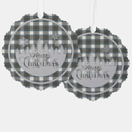 スチュワートブルードレススコティッシュタータンチェッククリスマス オーナメントカード