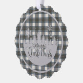 スチュワートブルードレススコティッシュタータンチェッククリスマス オーナメントカード (左)