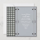 スチュワートブルードレスタータンチェック結婚式招待状 招待状 (正面)