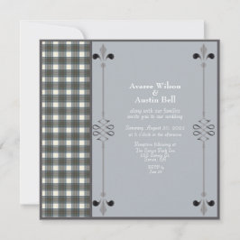 スチュワートブルードレスタータンチェック結婚式招待状 招待状