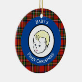 スチュワートプレイドブロンドヘアベビー初めてのクリスマス セラミックオーナメント (右)