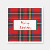 スチュワート王室のクリスマスメリークリスマスプレイドリース スタンダードカクテルナプキン (正面)