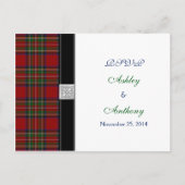 スチュワート王室のタータンチェックウェディングRsvp返信はがき インビテーションポストカード (正面)