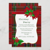 スチュワート王室のタータンチェックプレイドカスタムクリスマスパーティー 招待状 (正面/裏面)