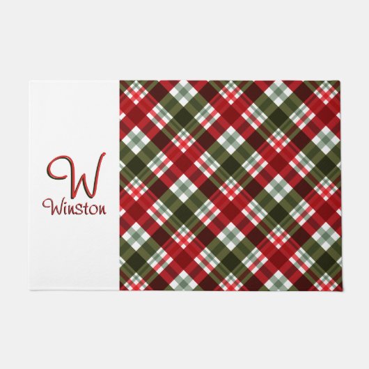 スチュワート王室のタータンチェックプレイド ドアマット (正面)