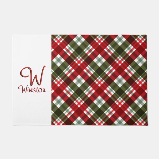 スチュワート王室のタータンチェックプレイド ドアマット (正面)