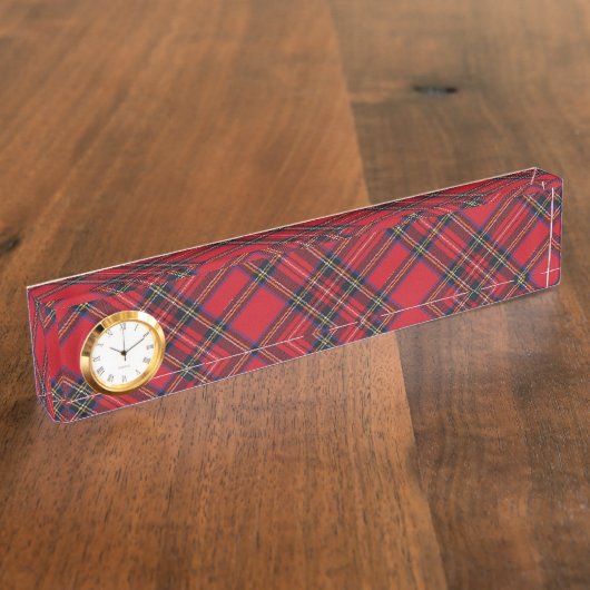 スチュワート王室のタータンチェックレッドブラックプレイド デスクネームプレート (側面)