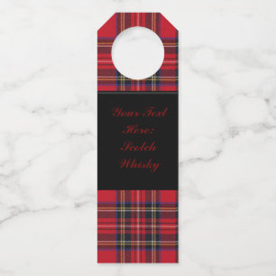 スチュワート王室のタータンチェックレッドブラックプレイド ボトルネックタグ