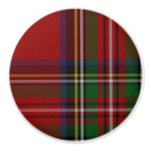 スチュワート王室のタータンチェック格子引き出しプル セラミックノブ (正面)