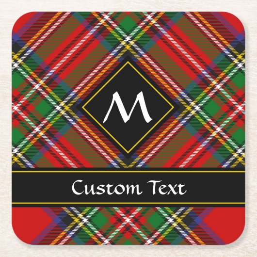 スチュワート王室のタータンチェック スクエアペーパーコースター (正面)