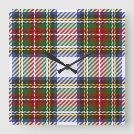 スチュワート王室のドレスクランタータンチェック格子模様 スクエア壁時計 (正面)