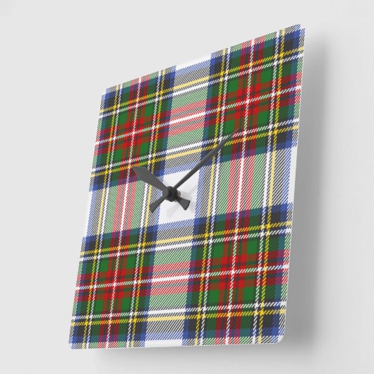 スチュワート王室のドレスクランタータンチェック格子模様 スクエア壁時計 (傾斜)