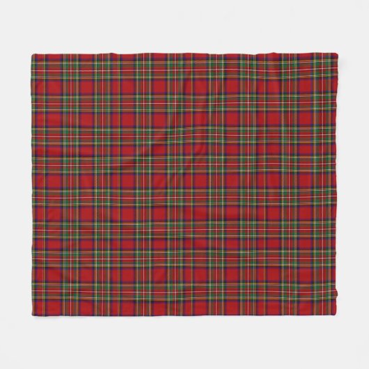 スチュワート王室のレッドタータンチェックプレイド フリースブランケット (正面(横))