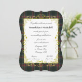 スチュワート ブラック モダン タートルン ゴールドフレーム付き 招待状 (スタンド正面)