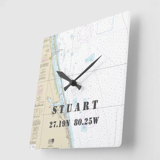 スチュワートFLの緯度の経度の航海のな図表 スクエア壁時計 (傾斜)