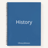 スチルパーソナライズされたブルー歴史教育 ノートブック (正面)