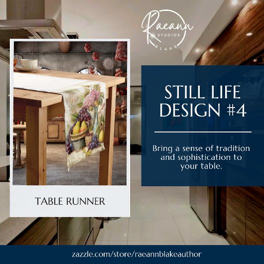 スチルライフデザインテーブルランナー ショートテーブルランナー