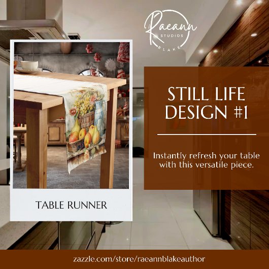 スチルライフデザインテーブルランナー ショートテーブルランナー
