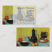 スチルライフブルーエナメルコーヒーポット陶器… 名刺 (正面/裏面)