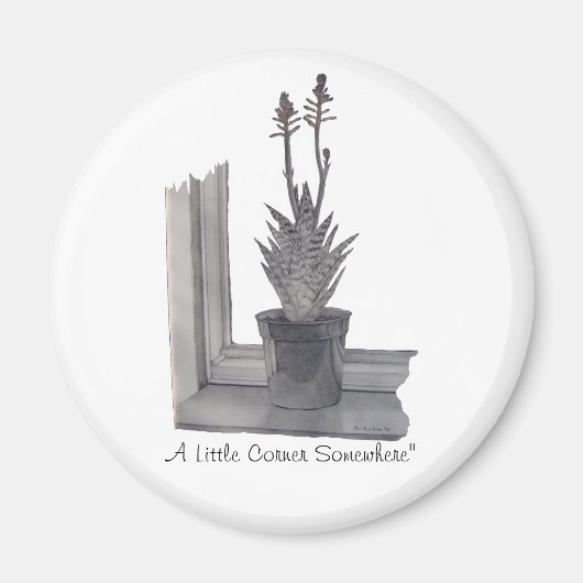 スチルライフポット植物リアリストスケッチ冷蔵庫用マグネット マグネット (正面)