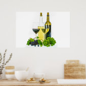 スチルライフワインボトルとグラス ポスター (キッチン)