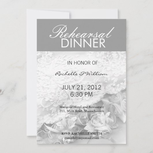 スチルライフ木炭リハーサルディナーカード 招待状 (正面)