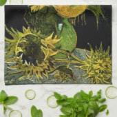 スチルライフ花瓶5ひまわりファンゴッホファインアート キッチンタオル (折り畳み)