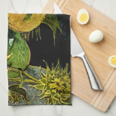 スチルライフ花瓶5ひまわりファンゴッホファインアート キッチンタオル (四つ折り)