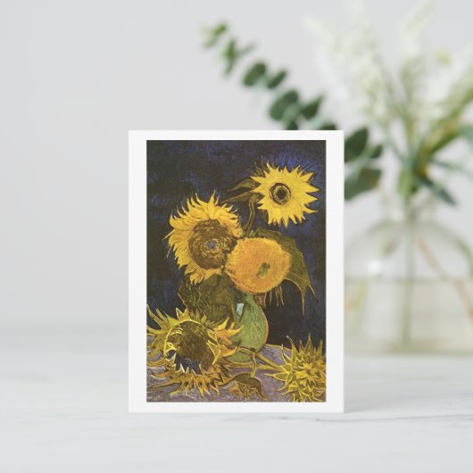 スチルライフ花瓶5ひまわりファンゴッホファインアート ポストカード (スタンド正面)